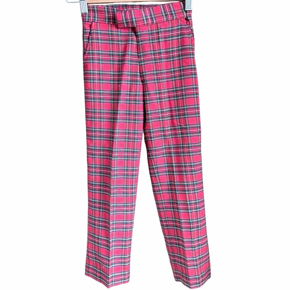 Vintage Rifle co kids red plaid tartan pants Christmas holiday preppy Ivy League